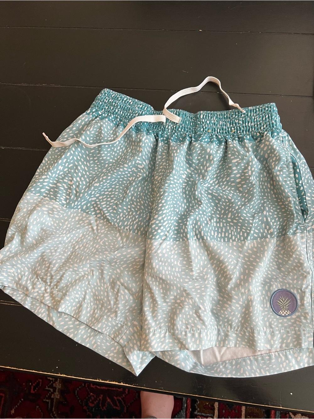 chubbies Teal Swim Shorts with White Dot Accent